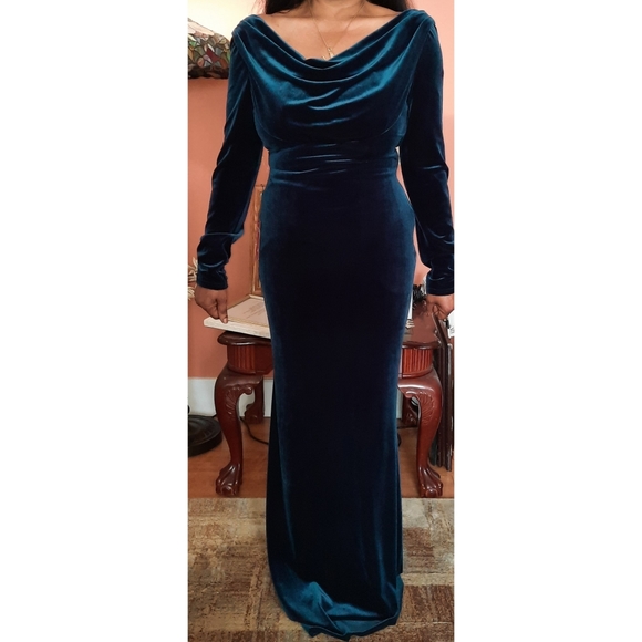 VINCE CAMUTO VELVET COWLNECK GOWN - Picture 1 of 10